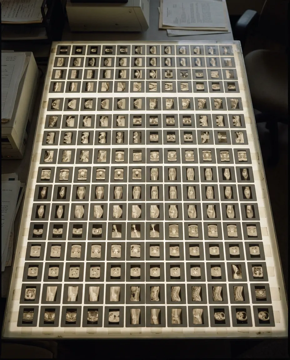 Greyscale light table of scan film
